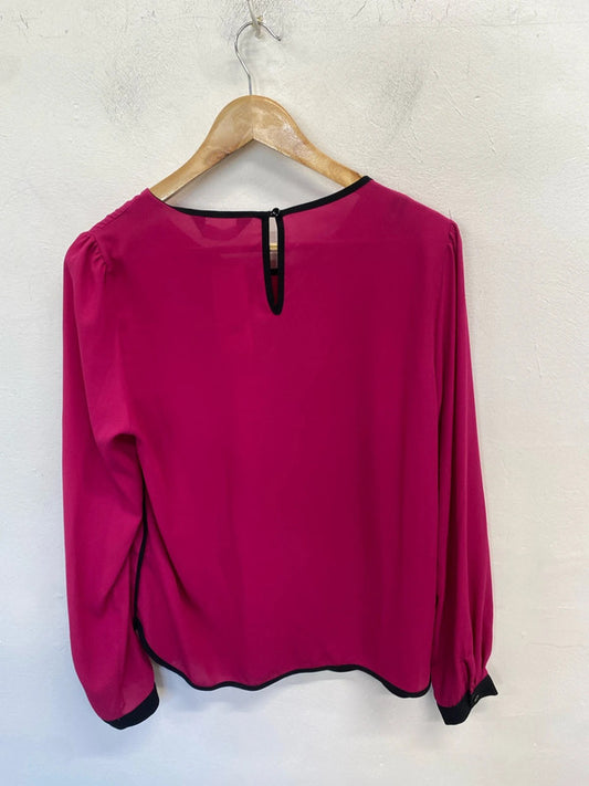 Lovely Dorothy Perkins pink black hem lightweight blouse UK 14 AO001