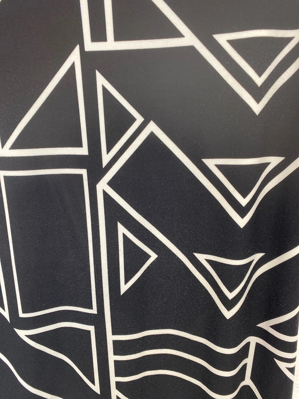 Lauren Ralph Lauren Chic Black & White Geometric Jersey Shift Dress Size S KM005