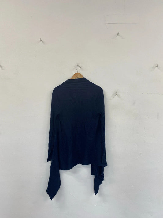 M&S Fabulous Navy Ribbed Cardigan UK 12 LW005