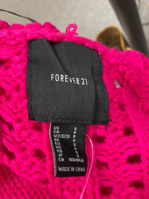 Lovely forever 21 pink knit crochet cardigan UK S HA001