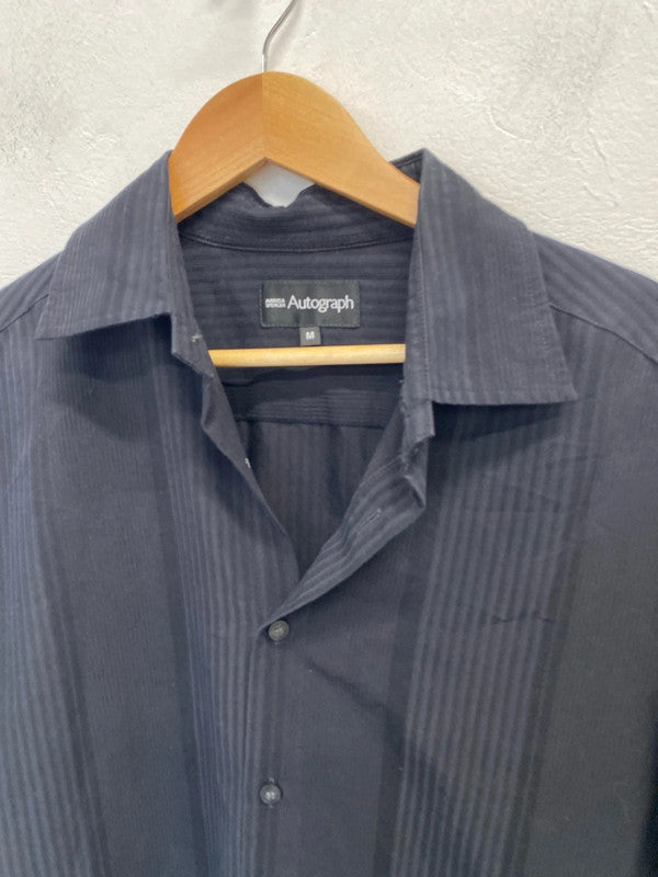 Fabulous men’s autograph black striped short sleeve shirt UK M NC001