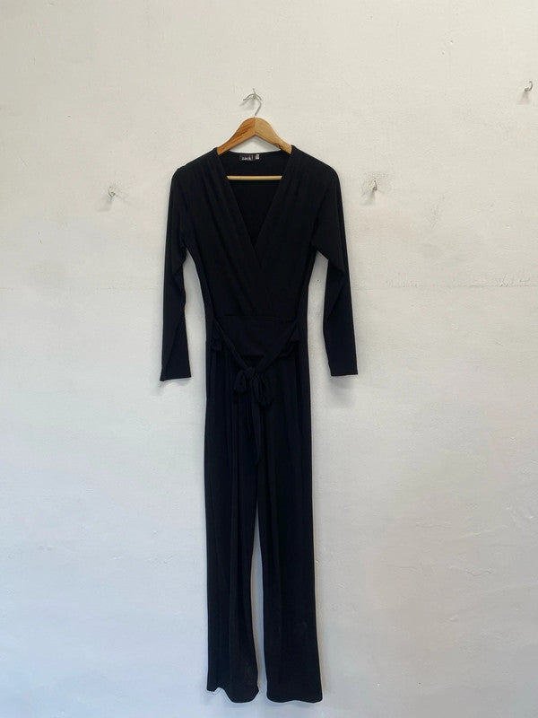 Lovely Zack London black low neck jumpsuit UK 12 PJ001