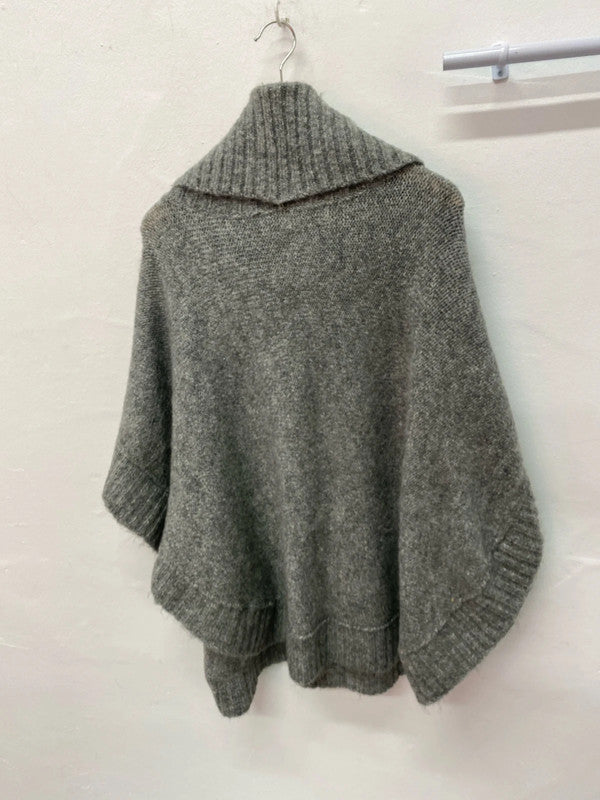 Papaya Grey mohair blend poncho one size super cosy MM005