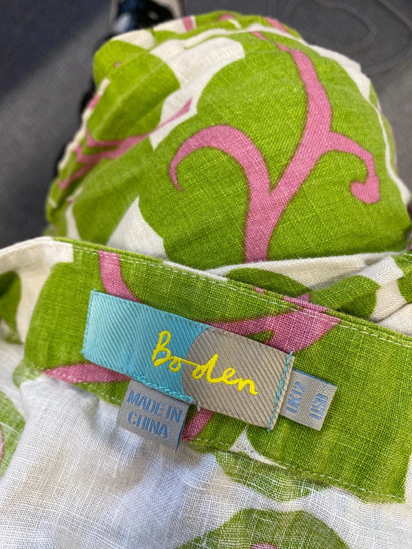 Lovely Boden funky floral green pink mini dress summer UK 12 MM005