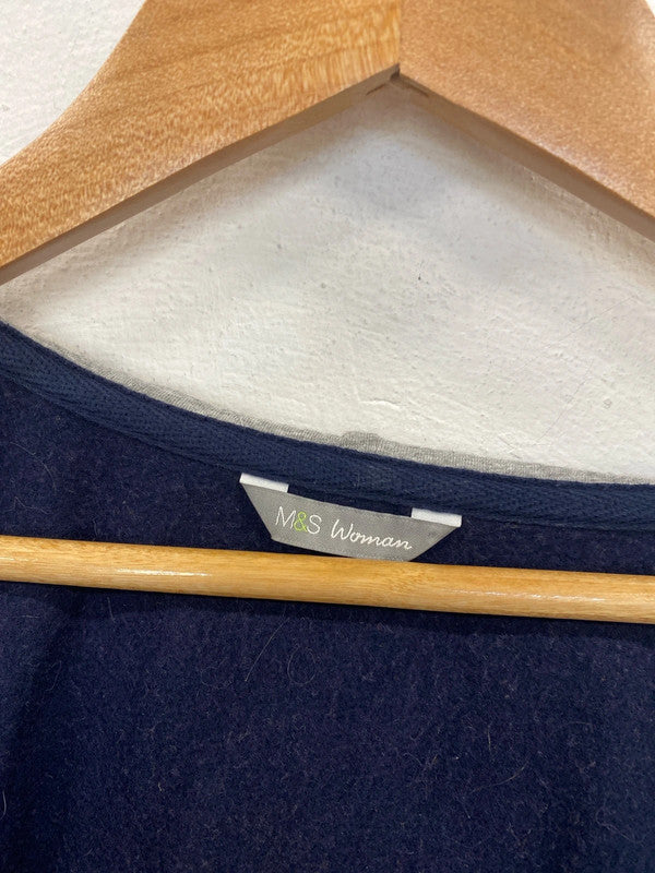 M&S Classic Navy & Grey Zip Thru Hoodie UK 14 SW001