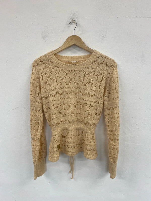 NKN Nekane Gorgeous Apricot Crochet Knit Jumper Size M MS002