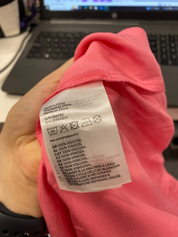 Lovely Zara pink wrap tie low neck collar mini dress pink UK M KS002