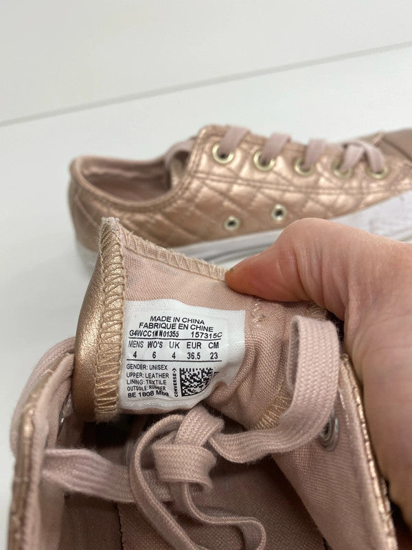 Fabulous Rose Gold converse padded leather trainers Uk4 GW001