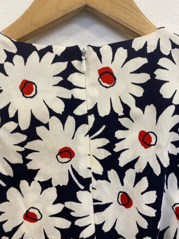 Stunning vintage ladies pride floral daisy midi belted dress UK 12 EC003