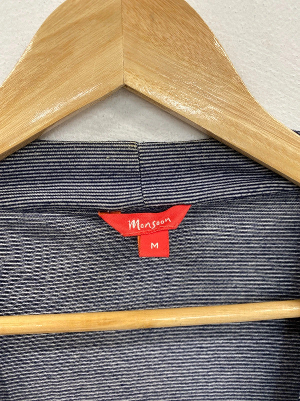 Monsoon Chic Navy Stripe Cardigan Size M MM005