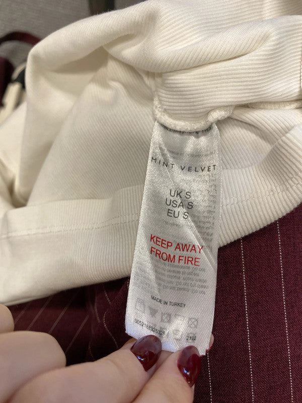 Lovely casual mint velvet white top UK S CJ001