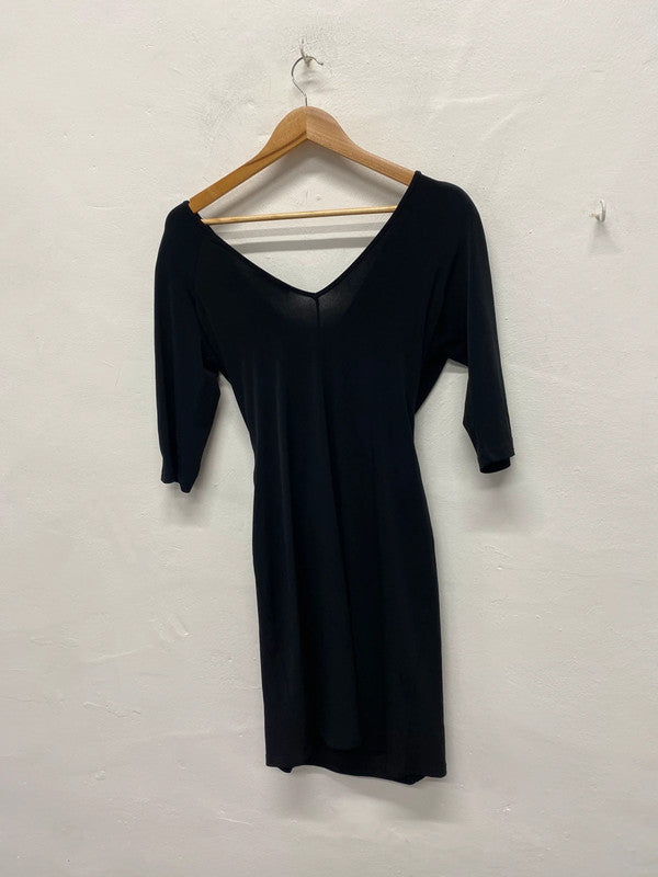 Stunning George Barbara hulanicki black formal ruched drape mini dress UK 12 TC002