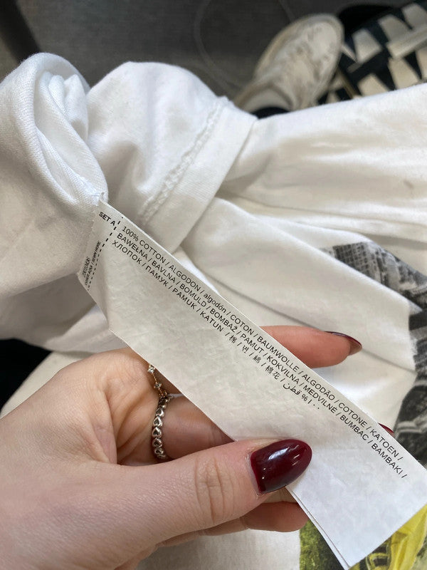 Lovely mango white printed sparkle tshirt voileta uk XXL LK006