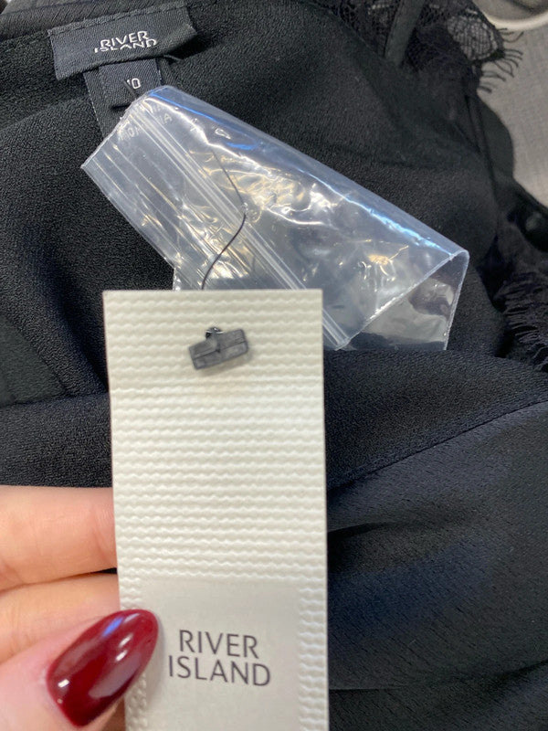 Lovely river island black sexy lace strap one shoulder top UK 10 LN001