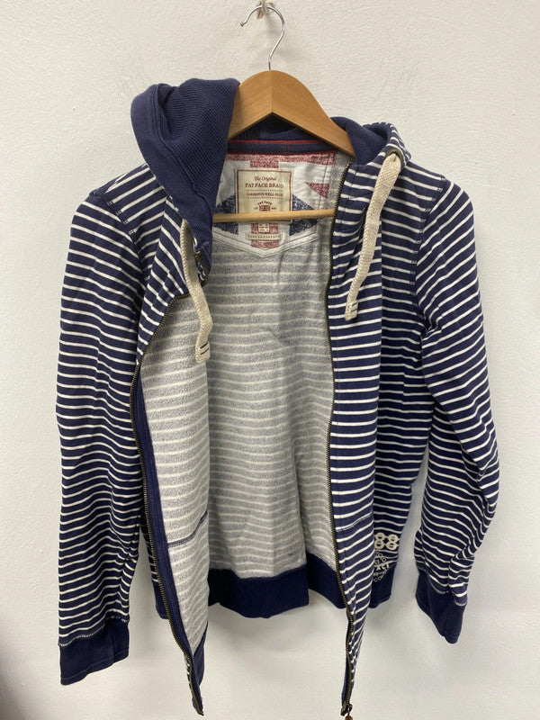 FatFace Nautical Vibes Blue & White Stripe Zip Up Hoodie UK 10 JA002