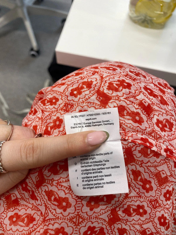 Lovely esprit red white semi sheer cami UK 12 MM005