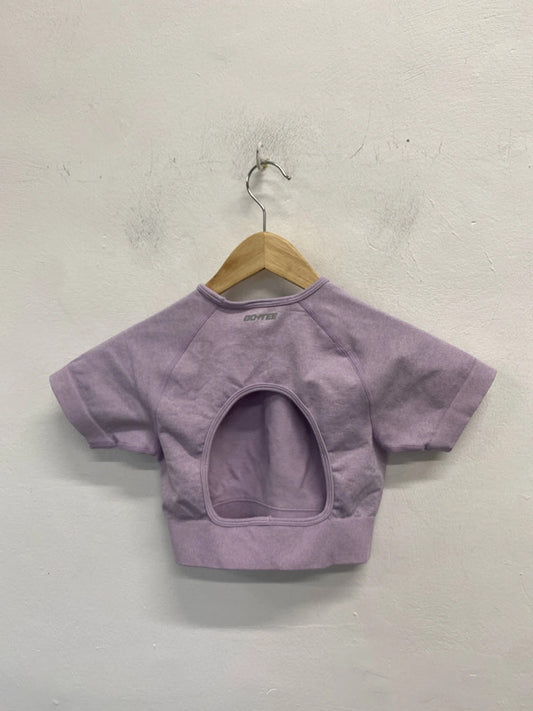 Lovely bo+tee lilac backless cut out gym top seamless UK 6 SD002