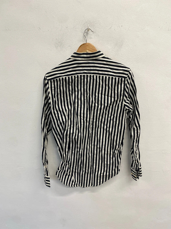 Stunning H&M ivory black stripe shirt UK S LD001