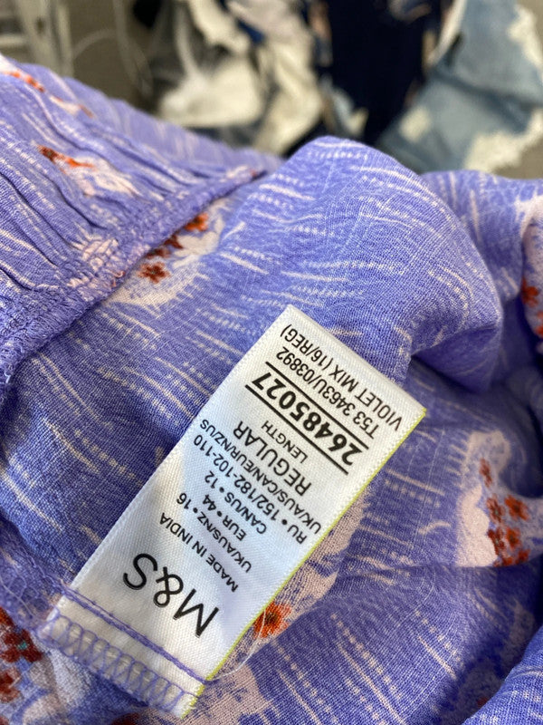 Fabulous M&S violet Midaxi dress puff sleeve Uk 16 classic GW001