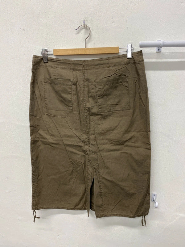 Fabulous Khaki pencil skirt cargo Y2K Next Uk12 AGS01