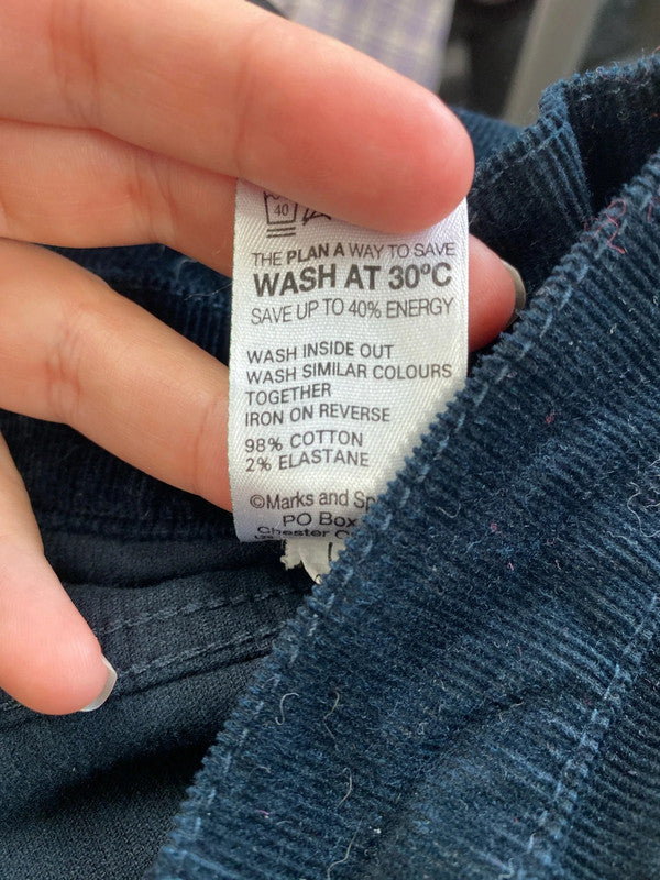 M&S Fabulous Deep Navy Corduroy Trousers UK 10 MM005