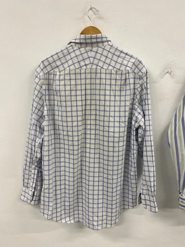 Duo of Mens classic shirts stripe check 16.5 Charles Tyrwhitt M&S bundle 61 JS004