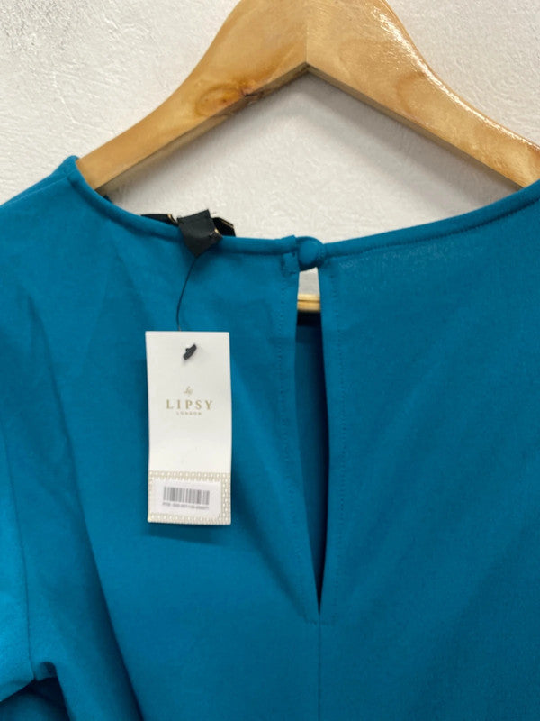 Lovely lipsy London new teal tie waist midi dress UK 10 AO001