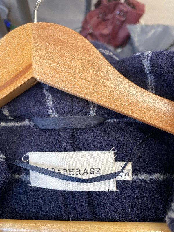 Fabulous Paraphase wool blend Coatigan Uk12 navy striped MW001