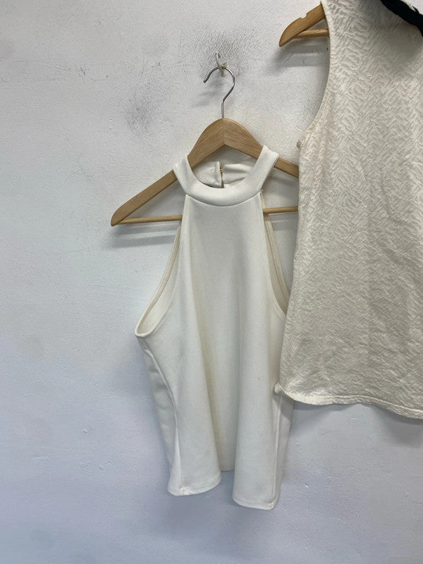 Lovely duo of cute white Halterneck tops new look next UK 10 SW001 #17