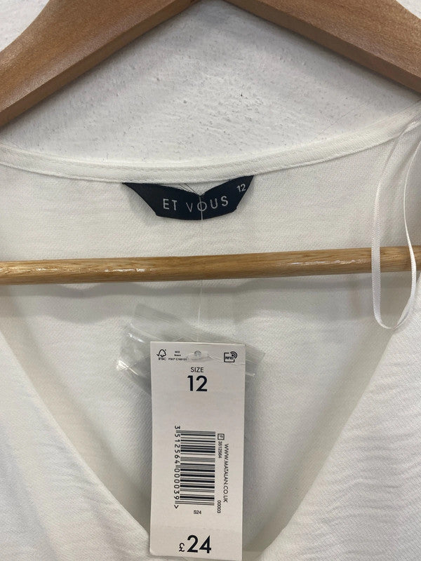 Et Vous Elegant White A-line Midi Dress UK 12 AO001