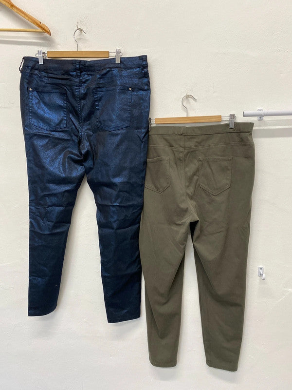 Fabulous duo of leggings sparkly blue & Khaki Uk20 #8 YM001