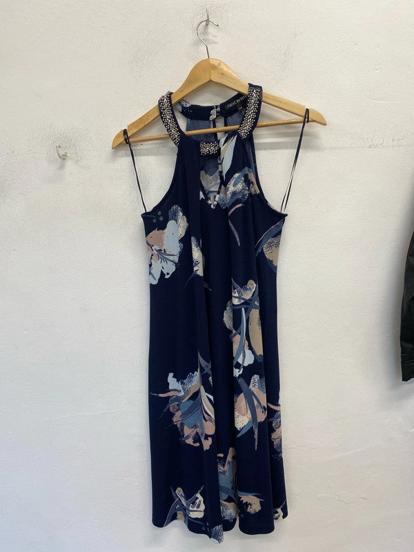 Fabulous Next Blue floral diamond embellished dress Uk12 GW001