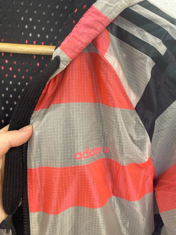 Adidas Neo Sporty Red Grey & Black Stripe Jacket Size XS GK002