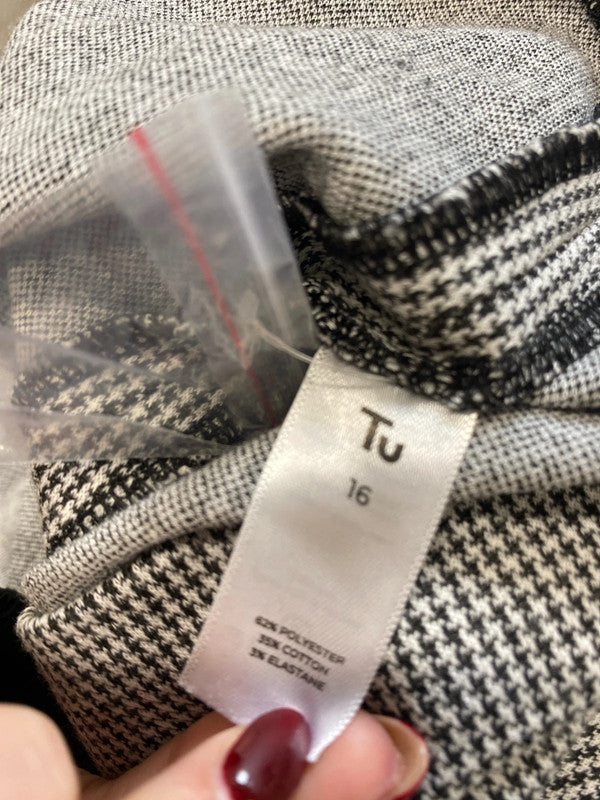 Gorgeous tu houndstooth skirt black white mini UK 16 LB010