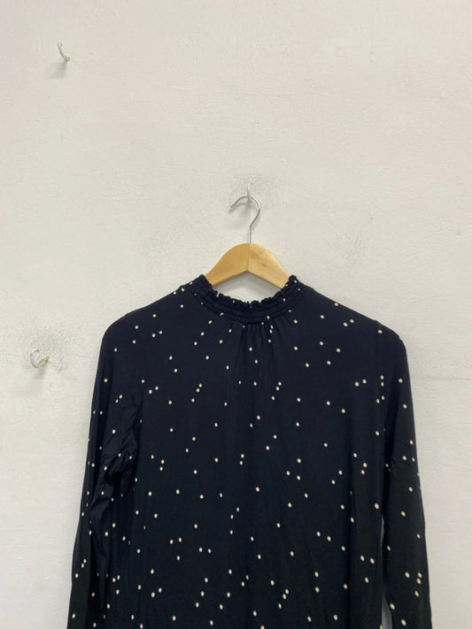Lovely M&S black white spotted midi dress UK 12 SG090