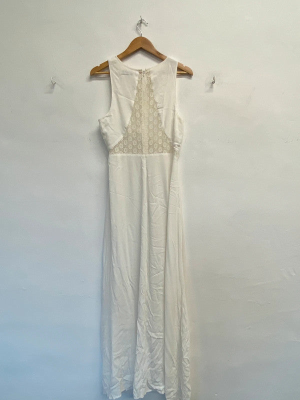 Stunning jarlo white lace detail maxi dress UK 14 GJ001