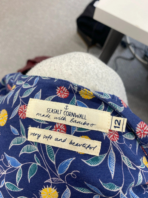 Lovely Seasalt Cornwall blue floral midi dress UK 12 MM005