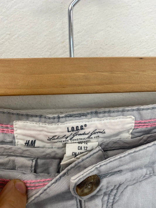 Gorgeous casual linen blend H&M trousers pale grey 16 KM003