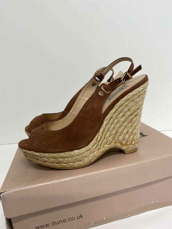 Fabulous Dune Tan espadrille wedge UK6 occasion parties NN001