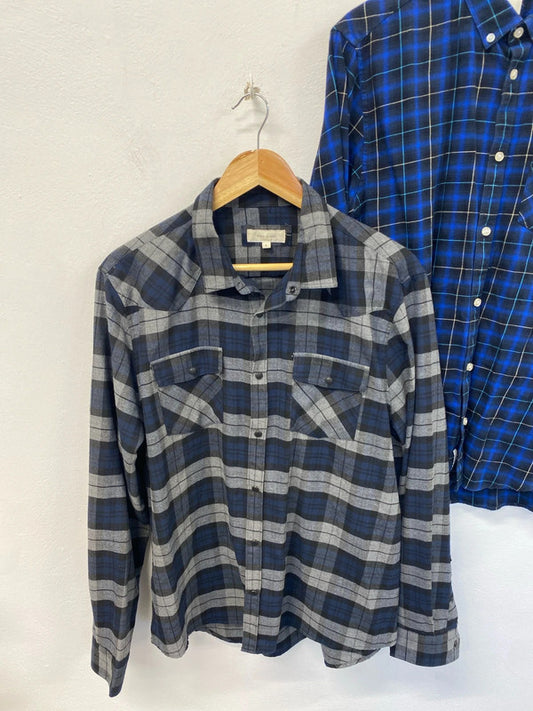 Duo of check shirts River Island western popper #39 L KM004