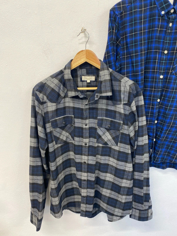 Duo of check shirts River Island western popper #39 L KM004