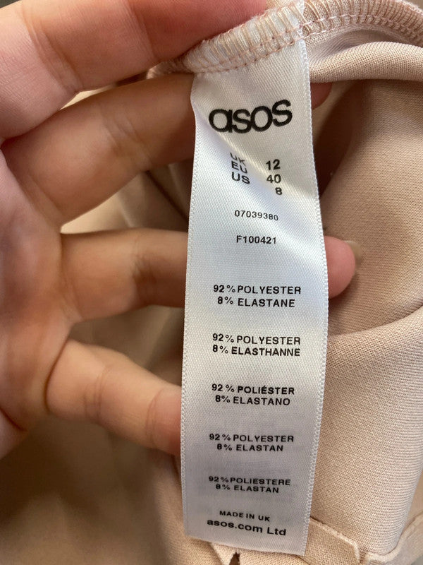 Asos Fabulous Rose Pink Asymmetric Midi Dress UK 12 MB001