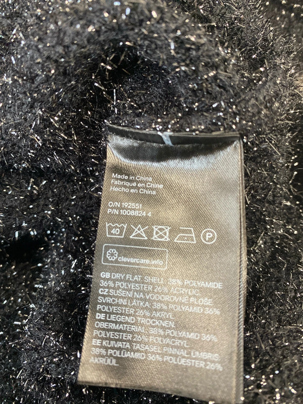 Fabulous sparkly black fluffy jumper silver flecks UkS JH001