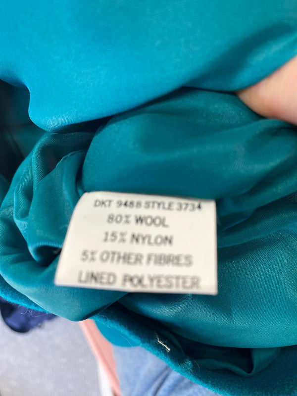 Fabulous Vintage Planet wool blend teal coat Uk14 MW001