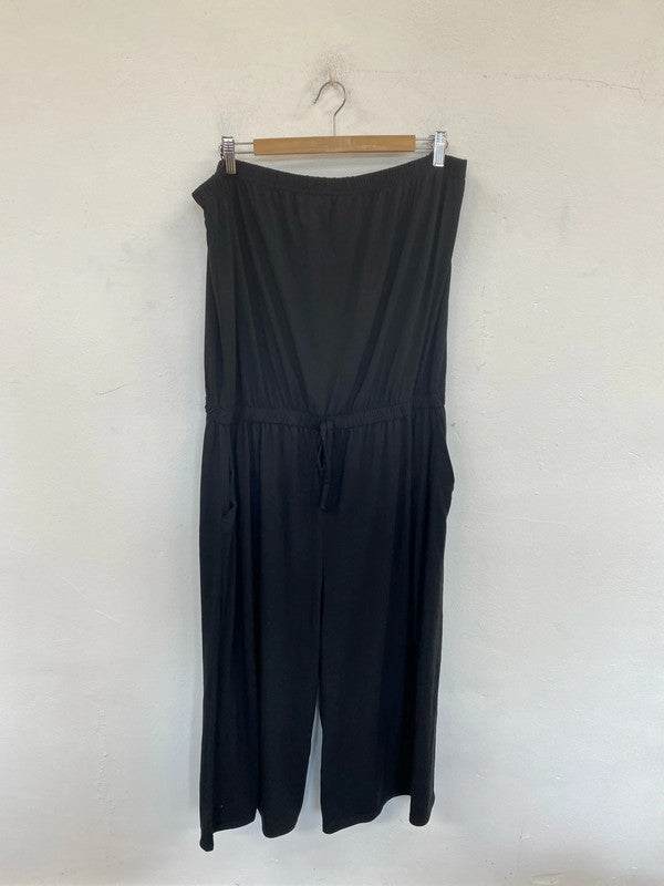 Simply Be Chic Black Strapless Crop Jumpsuit UK 22 LK006