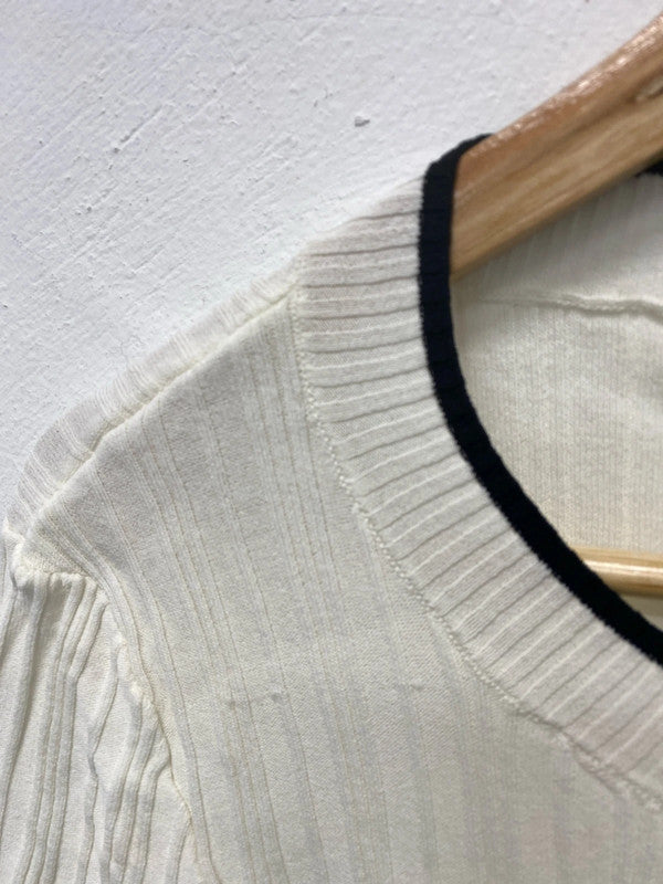 Fabulous Cream & Black H&M summer knit top short sleeve UkXL KM003