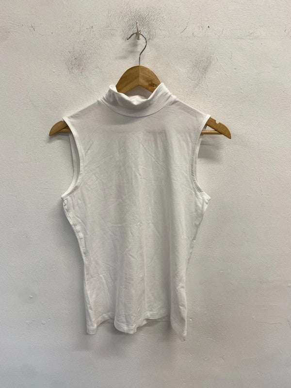 Lovely Marks & Spencer white turtleneck sleeveless top UK 10 MM005