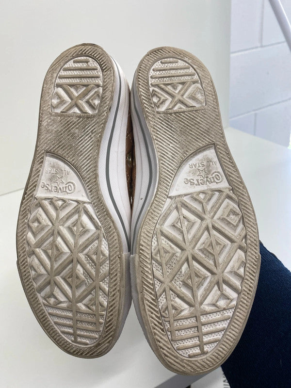 Fabulous Rose Gold converse padded leather trainers Uk4 GW001