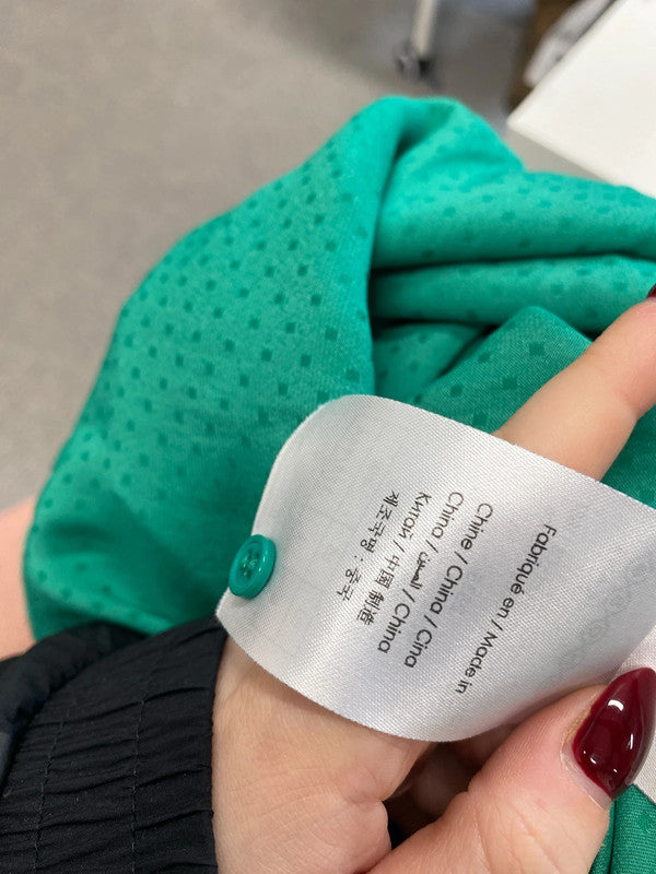 Lovely bonob jeans green spotted blouse UK L JB003