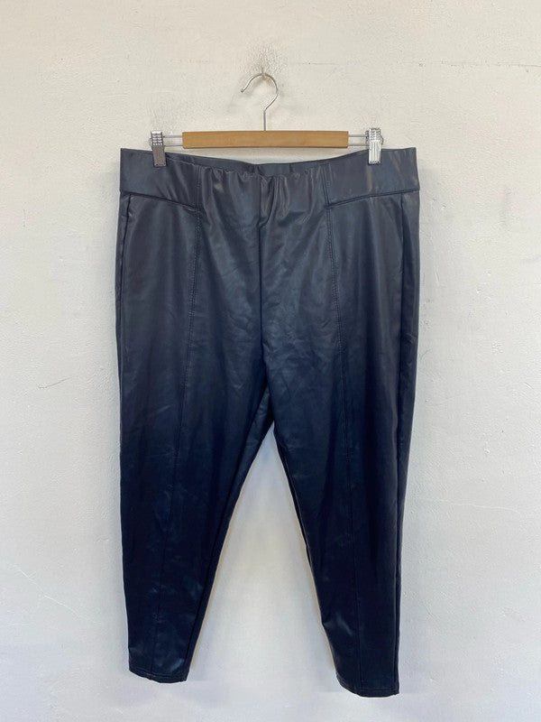 M&S Stylish Navy Wetlook Trousers 18S MD002